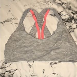 Lululemon Gray White Coral Sports Bra